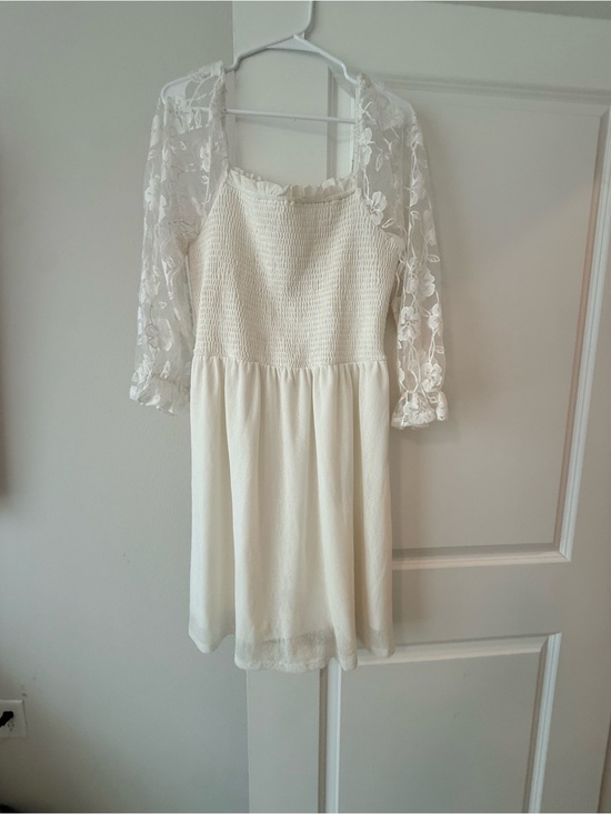 Siren Lily Dresses & Skirts - Sirenlily White Lace Smocked Mini Dress Size XL | Cottagecore Coquette Bridal♥️